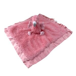 Cloud Island Pink Flamingo Baby Security Blanket Lovey Satin Trim Plush Soft